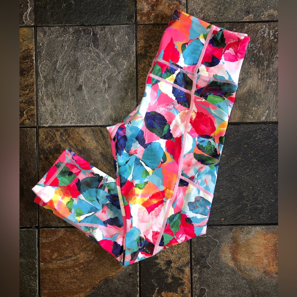 Zyia Active Colorful Bright Leggings Size 4 Pink Blue White